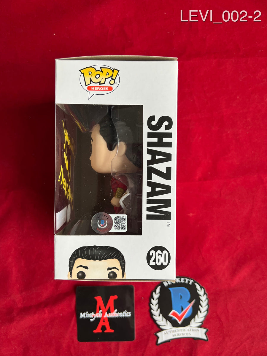 Shazam Funko Pop signed by Zachary Levi (Yellow Paint Pen) - Fanboy Expo  Store