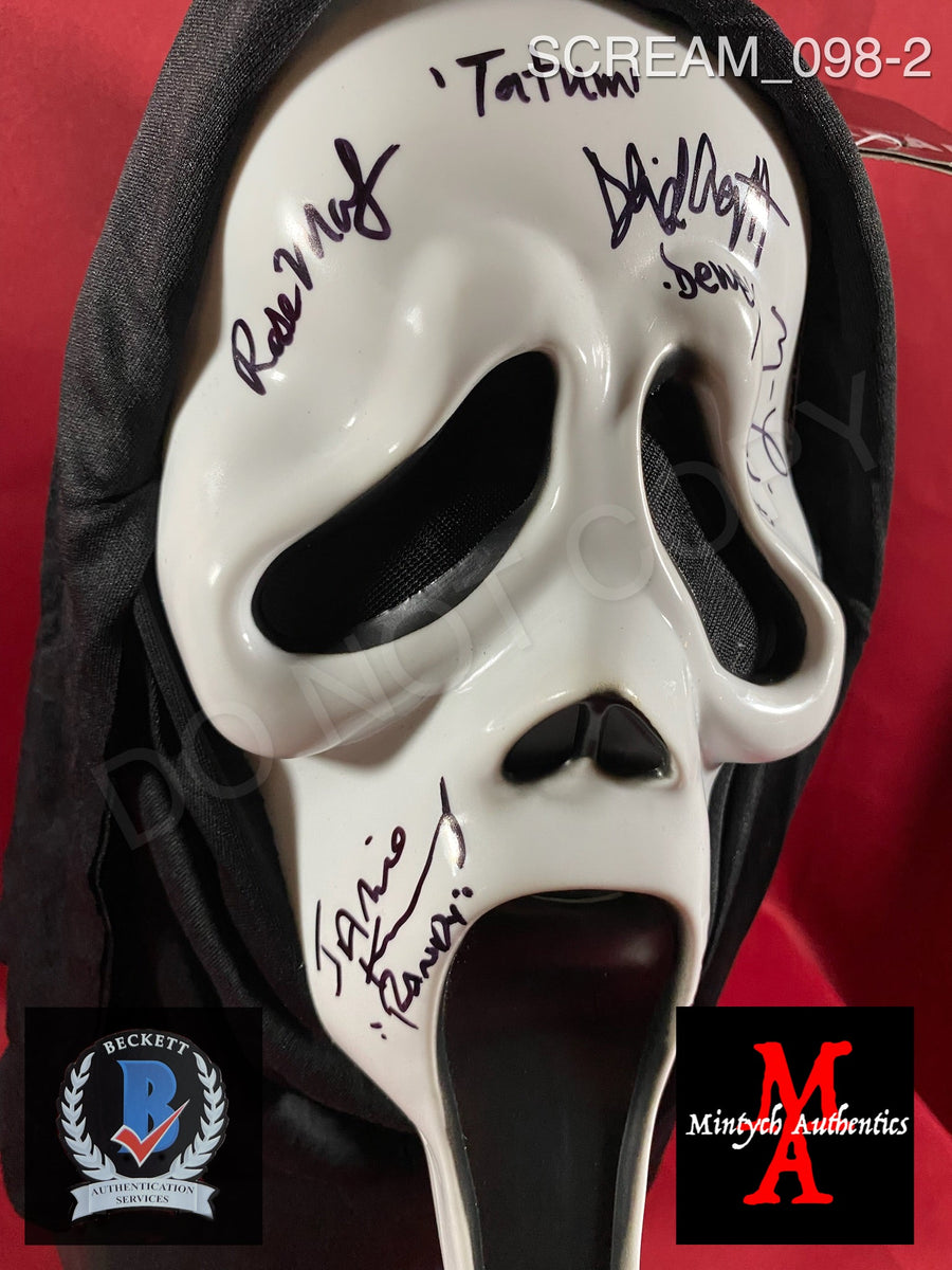 SCREAM_098 - Ghostface (Fun World) Mask Autographed By (6) Matthew Lillard,  Skeet Ulrich, Jamie Kennedy, Rose McGowan, David Arquette & Lee Waddell