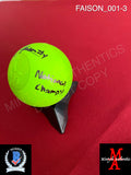 FAISON_001 - Jordan Faison Custom Green Lacrosse Ball Autographed By Jordan Faison