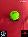 FAISON_001 - Jordan Faison Custom Green Lacrosse Ball Autographed By Jordan Faison