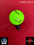 FAISON_004 - Jordan Faison Custom Green Lacrosse Ball Autographed By Jordan Faison