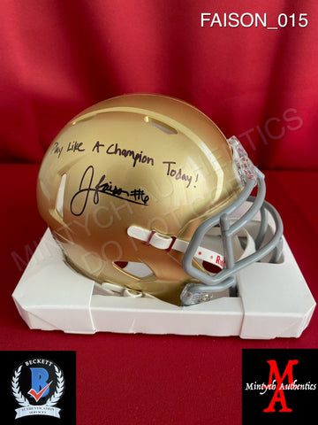 FAISON_015 - Notre Dame Ridell Mini Helmet Autographed By Jordan Faison