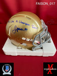 FAISON_017 - Notre Dame Ridell Mini Helmet Autographed By Jordan Faison