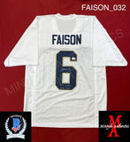 FAISON_032 - Notre Dame White Custom Jersey Autographed By Jordan Faison