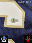 FAISON_037 - Notre Dame Navy Blue Custom Jersey Autographed By Jordan Faison