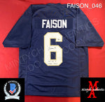 FAISON_046 - Notre Dame Navy Blue Custom Jersey Autographed By Jordan Faison