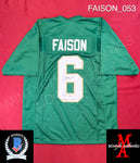 FAISON_053 - Notre Dame Green Custom Jersey Autographed By Jordan Faison