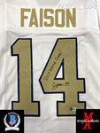 FAISON_100 - Notre Dame White Lacrosse Custom Jersey Autographed By Jordan Faison