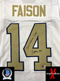 FAISON_100 - Notre Dame White Lacrosse Custom Jersey Autographed By Jordan Faison