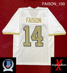 FAISON_100 - Notre Dame White Lacrosse Custom Jersey Autographed By Jordan Faison