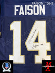 FAISON_109 - Notre Dame Navy Blue Lacrosse Custom Jersey Autographed By Jordan Faison