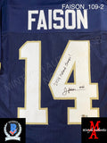 FAISON_109 - Notre Dame Navy Blue Lacrosse Custom Jersey Autographed By Jordan Faison