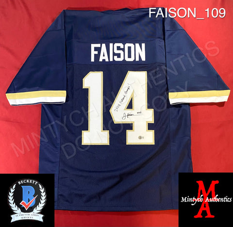 FAISON_109 - Notre Dame Navy Blue Lacrosse Custom Jersey Autographed By Jordan Faison