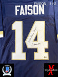 FAISON_111 - Notre Dame Navy Blue Lacrosse Custom Jersey Autographed By Jordan Faison