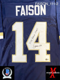 FAISON_111 - Notre Dame Navy Blue Lacrosse Custom Jersey Autographed By Jordan Faison