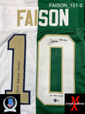 FAISON_151 - Notre Dame Green & White Football / Lacrosse  Split (2023 Season) Custom Jersey Autographed By Jordan Faison