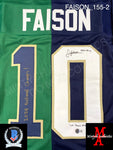 FAISON_155 - Notre Dame Green & Blue Football / Lacrosse  Split (2023 Season) Custom Jersey Autographed By Jordan Faison