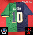 FAISON_155 - Notre Dame Green & Blue Football / Lacrosse  Split (2023 Season) Custom Jersey Autographed By Jordan Faison