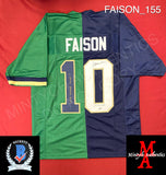 FAISON_155 - Notre Dame Green & Blue Football / Lacrosse  Split (2023 Season) Custom Jersey Autographed By Jordan Faison