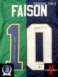 FAISON_156 - Notre Dame Green & Blue Football / Lacrosse  Split (2023 Season) Custom Jersey Autographed By Jordan Faison