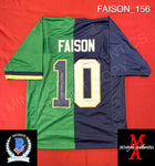 FAISON_156 - Notre Dame Green & Blue Football / Lacrosse  Split (2023 Season) Custom Jersey Autographed By Jordan Faison