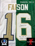 FAISON_161 - Notre Dame Green & White Football / Lacrosse  Split Custom Jersey Autographed By Jordan Faison