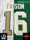 FAISON_161 - Notre Dame Green & White Football / Lacrosse  Split Custom Jersey Autographed By Jordan Faison