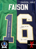 FAISON_169 - Notre Dame Green & Blue Football / Lacrosse  Split Custom Jersey Autographed By Jordan Faison