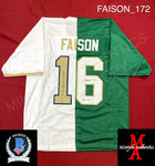 FAISON_172 - Notre Dame Green & White Football / Lacrosse  Split Custom Jersey Autographed By Jordan Faison