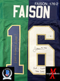 FAISON_176 - Notre Dame Green & Blue Football / Lacrosse  Split Custom Jersey Autographed By Jordan Faison