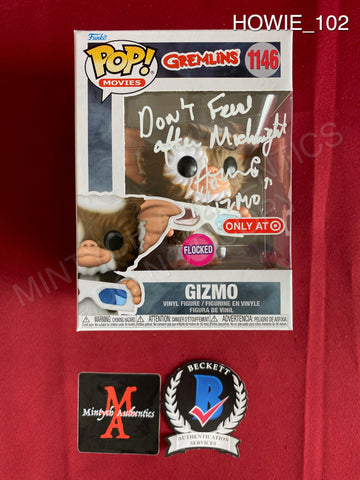 HOWIE_102 - Gremlins 1146 Gizmo Target Exclusive FLOCKED Funko Pop! Autographed By Howie Mandel