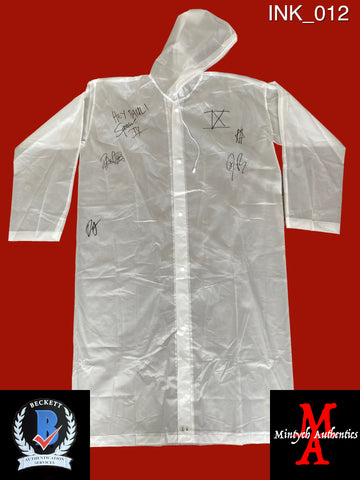 INK_012 - Full Size Plastic Rain Coat Autographed By Ice Nine Kills members Spencer Charnas, Dan Sugarman, Joe Occhiuti, Ricky Armellino & Patrick Galante