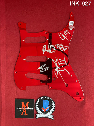 INK_027 - Guitar Red Pick Guard Autographed By Ice Nine Kills members Spencer Charnas, Dan Sugarman, Joe Occhiuti, Ricky Armellino & Patrick Galante