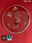 INK_040 - Evans 12 Inch Red Drumhead Autographed By Ice Nine Kills members Spencer Charnas, Dan Sugarman, Joe Occhiuti, Ricky Armellino & Patrick Galante