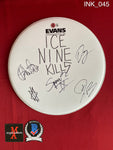 INK_045 - Evans 12 Inch White Drumhead Autographed By Ice Nine Kills members Spencer Charnas, Dan Sugarman, Joe Occhiuti, Ricky Armellino & Patrick Galante