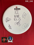 INK_046 - Evans 12 Inch White Drumhead Autographed By Ice Nine Kills members Spencer Charnas, Dan Sugarman, Joe Occhiuti, Ricky Armellino & Patrick Galante