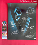 SCREAM_5_001 - 16x20 Photo Autographed By David Arquette, Jack Quaid, Jasmin Savoy Brown, Mikey Madison, Melissa Barrera, Neve Campbell, & Roger Jackson