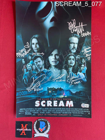 SCREAM_5_077 - 11x17 Photo Autographed By David Arquette, Jack Quaid, Jasmin Savoy Brown, Mikey Madison, Melissa Barrera, Neve Campbell & Sonia Ammar