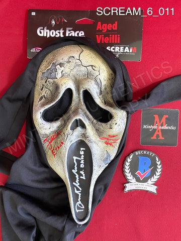 SCREAM_6_011 - Ghost Face Fun World Aged Mask Autographed By Dermot Mulroney, Liana Liberato, Jack Champion