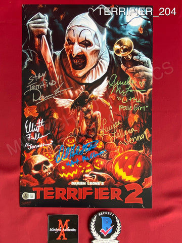 TERRIFIER_204 - 11x17 Photo Autographed By David Howard Thornton, Lauren LaVera, Elliott Fullam, Amelie McLain & Damien Leone