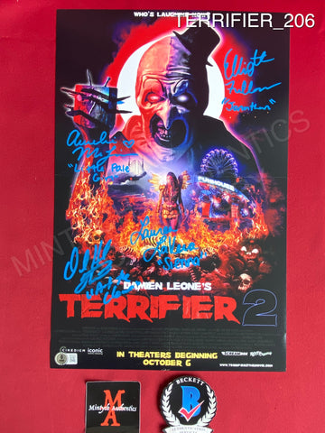 TERRIFIER_206 - 11x17 Photo Autographed By David Howard Thornton, Lauren LaVera, Elliott Fullam & Amelie McLain