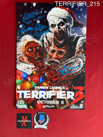 TERRIFIER_215 - 11x17 Photo Autographed By Daivid Howard Thornton, Lauren LaVera & Elliott Fullam