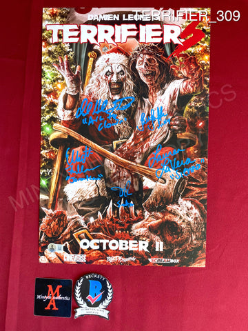 TERRIFIER_309 - 11x17 Photo Autographed By David Howard Thornton, Lauren LaVera, Elliott Fullam, Samantha Scaffidi & Daniel Roebuck