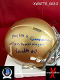 XWATTS_003 - Notre Dame Ridell Mini Helmet (IMPERFECT) Autographed By Xavier Watts