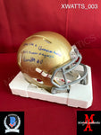 XWATTS_003 - Notre Dame Ridell Mini Helmet (IMPERFECT) Autographed By Xavier Watts