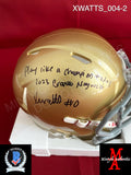 XWATTS_004 - Notre Dame Ridell Mini Helmet Autographed By Xavier Watts