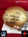 XWATTS_005 - Notre Dame Ridell Mini Helmet Autographed By Xavier Watts