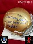 XWATTS_007 - Notre Dame Ridell Mini Helmet Autographed By Xavier Watts