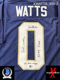 XWATTS_010 - Notre Dame Navy Blue Custom Jersey Autographed By Xavier Watts