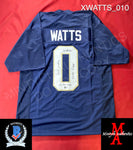 XWATTS_010 - Notre Dame Navy Blue Custom Jersey Autographed By Xavier Watts